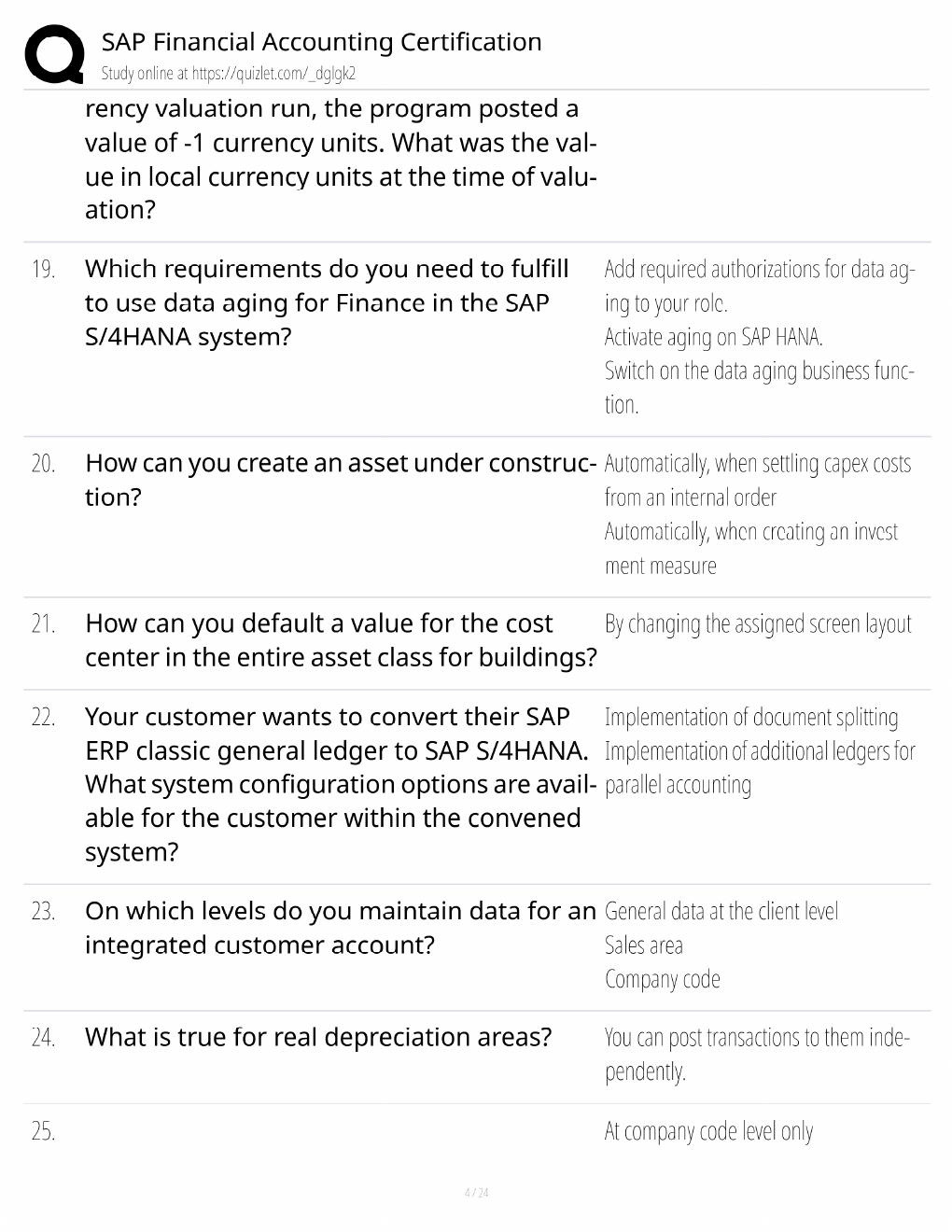 Preview page 4 of SAP Financial Accounting Certification / Score 100% / 2026 Update
