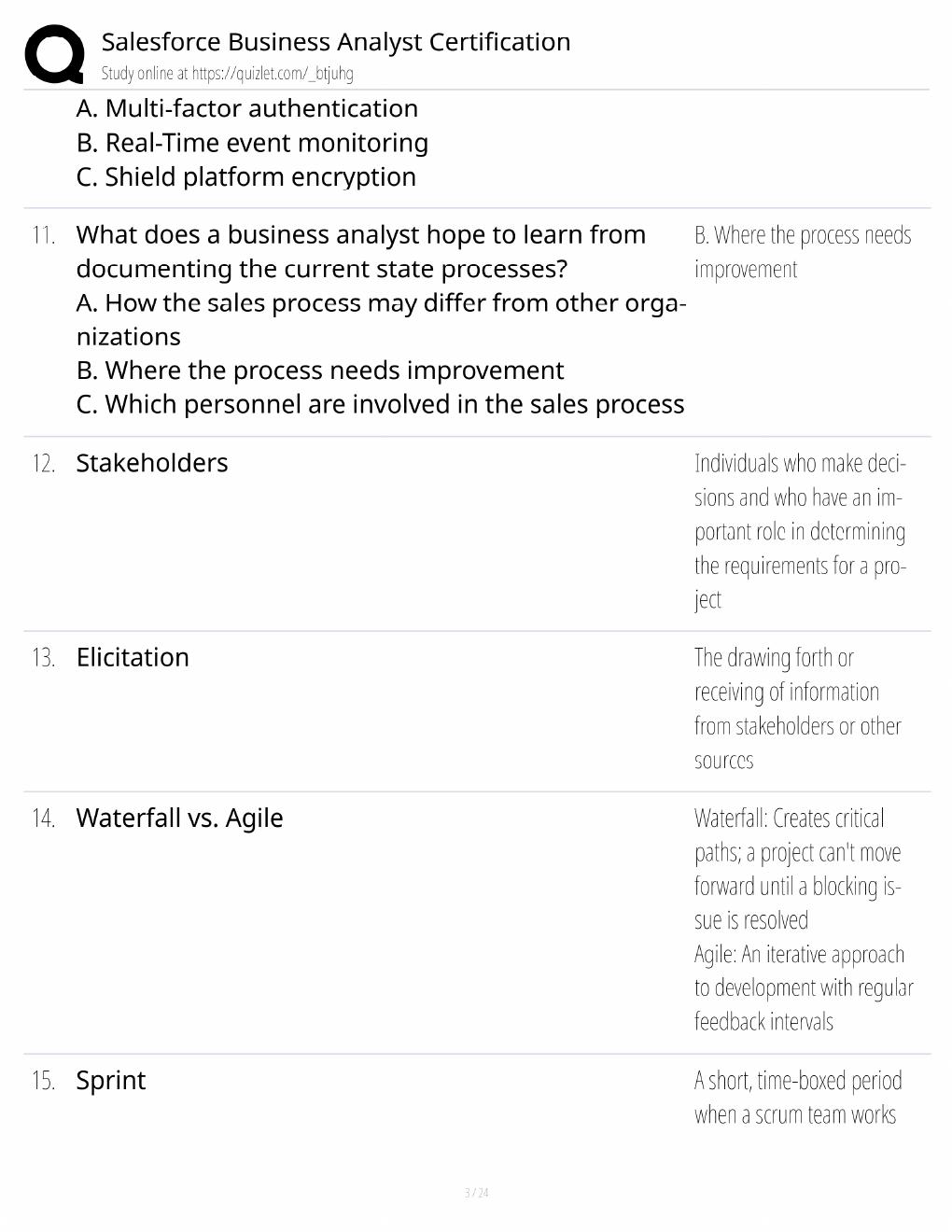 Preview page 3 of Salesforce Business Analyst Certification / Score 100% / 2026 Update