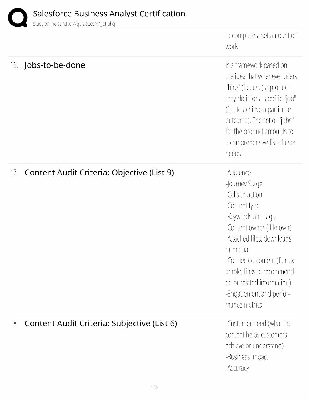 Preview page 4 of Salesforce Business Analyst Certification / Score 100% / 2026 Update