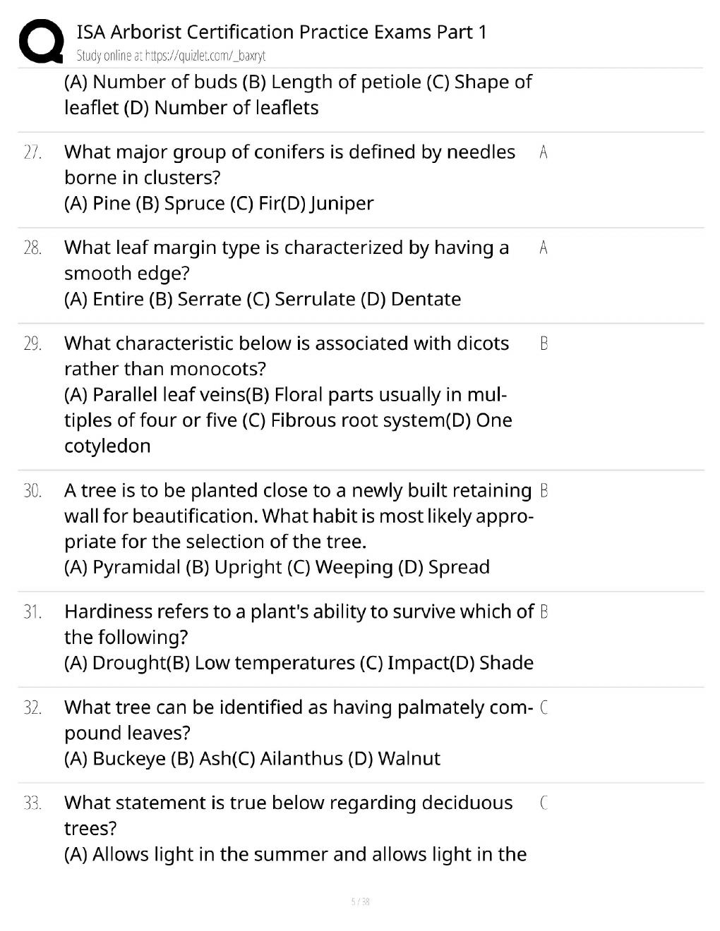 Preview page 5 of ISA Arborist Certification Practice Exams Part 1 / Score 100% / 2026 Update