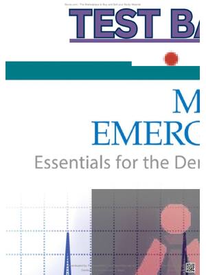 Preview of TEST BANK for Medical Emergencies: Essentials for Dental Professionals, 2nd Edition by Ell
