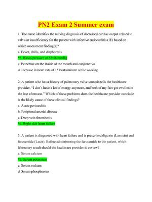 Preview of Nursing PN2 Exam 2 Summer exam latest and graded A
