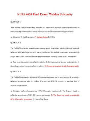 Preview of NURS 6630 Final Exam Walden University / NURS6630 Final Exam