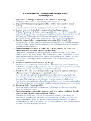 Preview of PSYCH 181 Final Psychology Study Guide.: Thinking Critically with Psychological Science Le