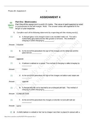Preview of PHYSICS 30 Assignment 4  Q&A