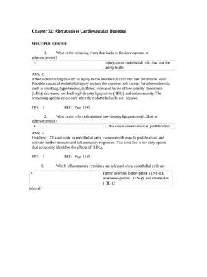 Preview of Alterations of Cardiovascular Function. Question and Correct Answers.