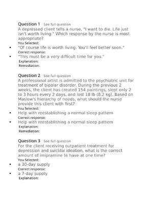 Preview of Passpoint Mood, adjustment and dementia disorders |  A depressed client tells a nurse, "I