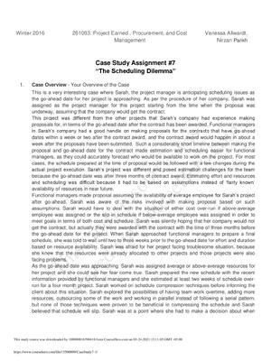 Preview of The Scheduling Dilemma Case Study Assignment #7