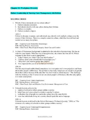 Preview of TEST BANK for Leadership & Nursing Care Management, 6th Edition by Diane Huber