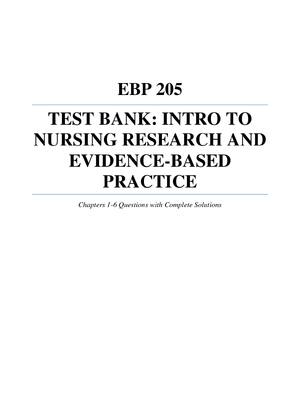 Preview image for EBP 205 INTRO TO NURSING RESEARCH AND EVIDENCE-BASED PRACTICE for Chapters 1-6 Questions and Answers