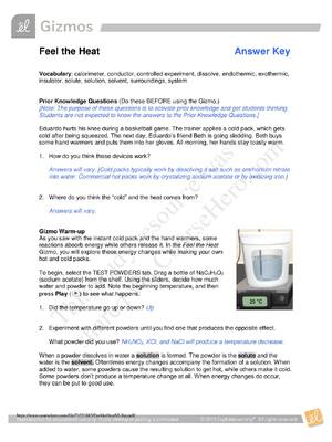 Preview image for Feel the Heat Gizmos Lab SCIENCE Chemistry: Student Exploration