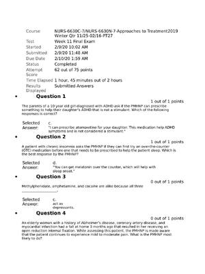 Preview of NURS 6630 / NURS-6630N Approaches to Treatment Attempt Score 62 out of 75 points