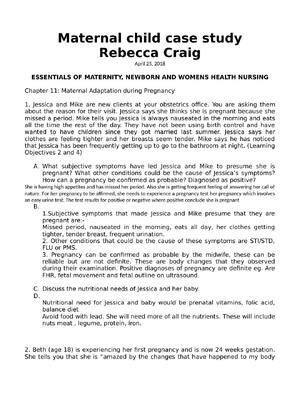 Preview of Maternal child case study Rebecca Craig | ESSENTIALS OF MATERNITY, NEWBORN AND WOMENS HEAL