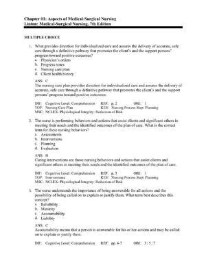 Preview of TEST BANK for Linton: Medical-Surgical Nursing, 7th Edition