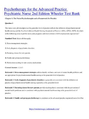 Preview of Text Bank for Psychotherapy for the Advanced Practice Psychiatric Nurse 2nd Edition by Kat