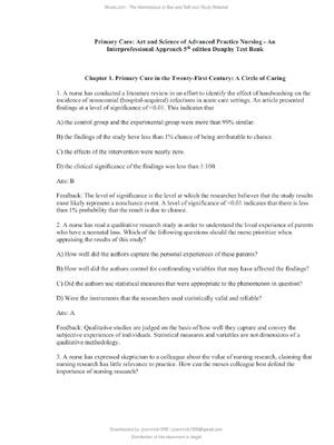 Preview of TEST BANK for Primary Care: Art and Science of Advanced Practice Nursing - An Interprofess