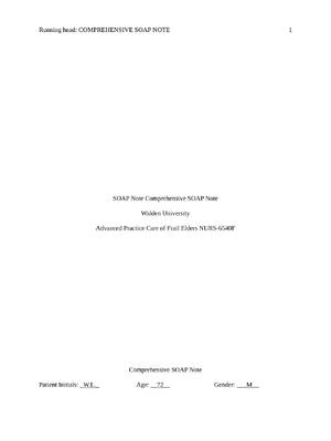 Preview of Advanced Practice Care of Frail Elders NURS-6540F  Comprehensive SOAP Note Walden Universi