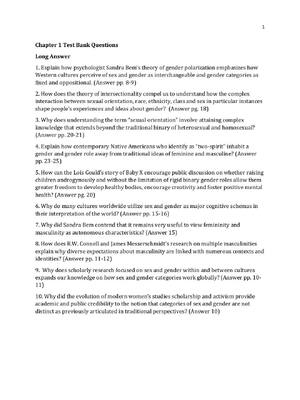 Preview of Test Bank For Introduction to Women’s and Gender Studies 2nd Edition by Melissa J. Gillis,
