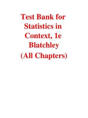 Preview of Test Bank for Statistics in Context 1st Edition By Barbara Blatchley. | Get all 16 Chapter