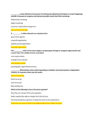 Preview of MKT 421 EXAM 20 Questions and Answers