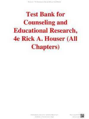 Preview of Test Bank for Counseling and Educational Research 4th Edition By Rick Houser