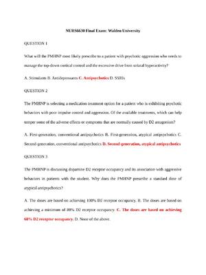 Preview of NURS 6630 Final Exam: Walden University Contains 76 Questions & Answers