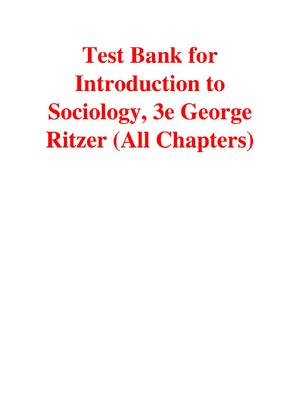 Preview of Introduction to Sociology 3rd Edition By George Ritzer | TEST BANK