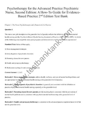 Preview of Psychotherapy for the Advanced Practice Psychiatric Nurse 2nd Edition by Wheeler  TEXT BAN