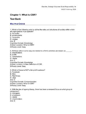Preview of TEST BANK for Strategic Corporate Social Responsibility, Sustainable Value Creation 5th Ed