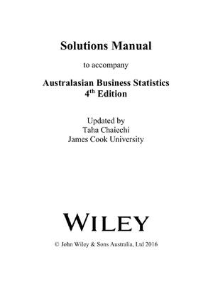 Preview of Australasian Business Statistics 4th Edition By Black, Asafu ,Adjaye, Burke, Khan, King, P