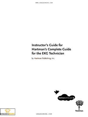 Preview of Instructor’s Guide and TEST BANK  for Hartman’s Complete Guide for the EKG Technician 1st