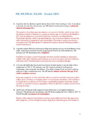 Preview of NR 508 FINAL EXAM | A patient who has diabetes reports intense discomfort when needing to
