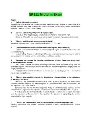 Preview of NR 511 / NR511 MIDTERM EXAM STUDY GUIDE