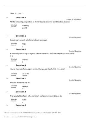 Preview of PHSC 211 Elements of Earth Science Chapter 1 Quiz – Liberty University (A grade) |