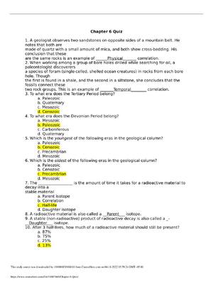 Preview of PHSC 211 Elements of Earth Science Chapter 6 Quiz Liberty University (A grade)