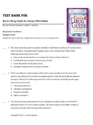 Preview of Davis's Drug Guide for Nurses 15th Edition By April Hazard Vallerand, Cynthia A. Sanoski T