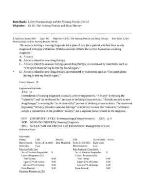 Preview of TEST BANK for Pharmacology and the Nursing Process 7th Edition by Linda Lane Lilley, Shell