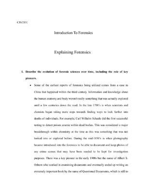 Preview of CJS/215: Introduction To Forensics Explaining Forensics