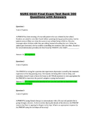 Preview of NURS 6640 Psychotherapy with Individuals FINAL EXAM Test Bank | Contains over 300 Question