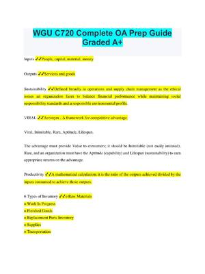 Preview of WGU C720 Complete OA Prep Guide Graded A+