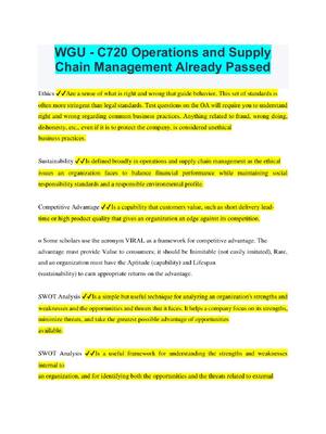 Preview of WGU C720 Operations and Supply Chain Management Already Passed