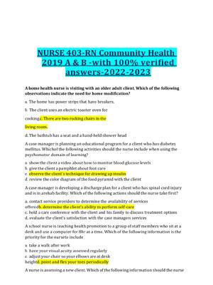 Preview of NURS 403 Community Health Exam A & B -with 100% verified answers