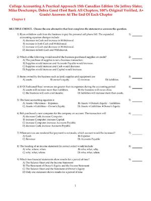 Preview of TEST BANK for College Accounting A Practical Approach 15th Edition By Jeffrey Slater, Mike