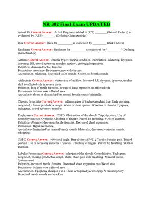 Preview of NR 302 Final Exam UPDATED