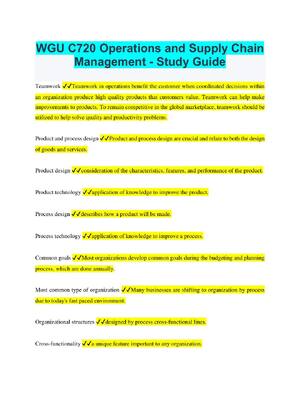 Preview of WGU C720 Operations and Supply Chain Management - Study Guide