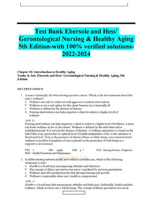 Preview of Test Bank Ebersole and Hess' Gerontological Nursing & Healthy Aging 5th Edition