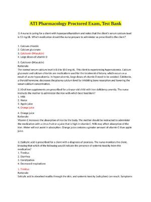Preview of ATI Pharmacology Proctored Exam, Test Bank Complete Latest  Versions highly Tested Questio