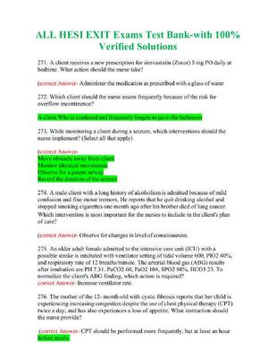 Preview of ALL HESI EXIT Exams Test Bank-with 100% Verified Solutions