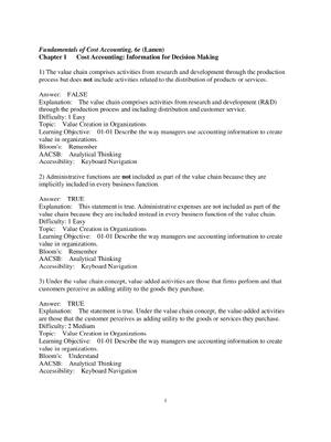 Preview of Test Bank for Fundamentals of Cost Accounting, 6th Edition by William  Lanen, Shannon  And