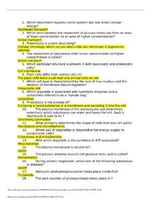 Preview of HESI A2 BIOLOGY,   Complete Solutions, Already graded A.